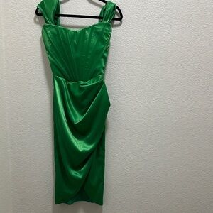 Neiman Marcus Vibrant Green Midi Dress